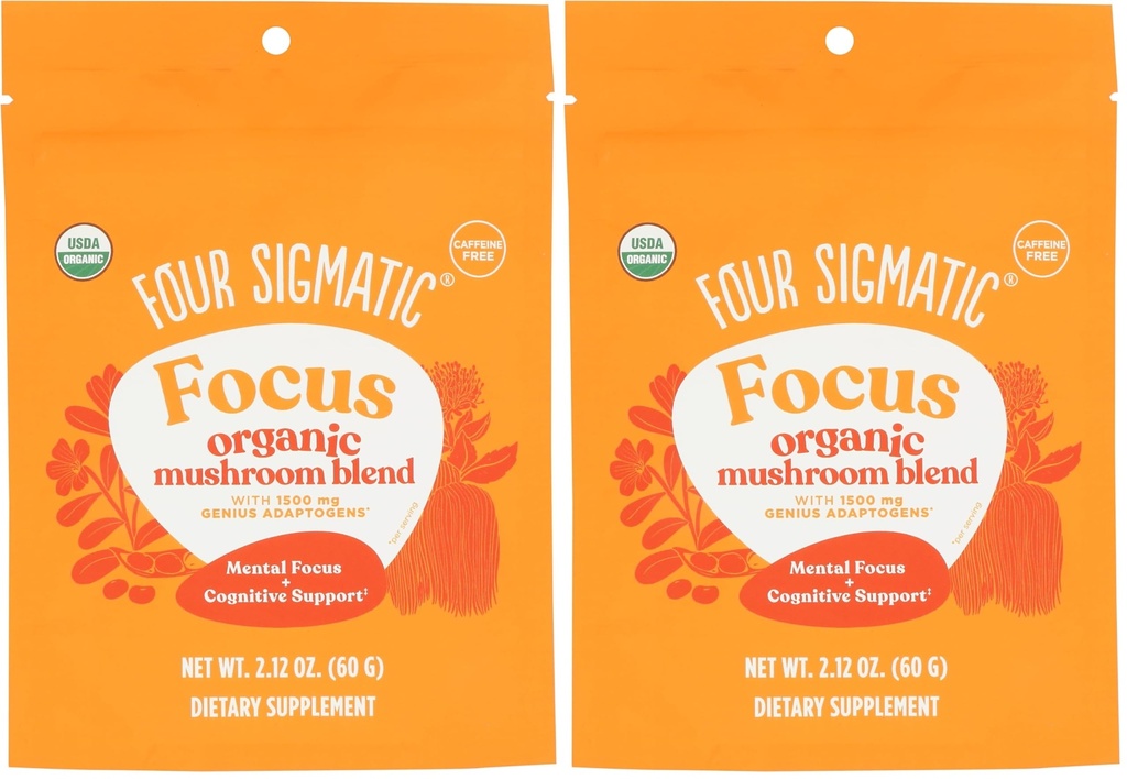 Τέσσερα Sigmatic Focus Blend 7 Superfoods Adaptogen Blend Mix με Lion's Mane, Cordyceps, Rhodiola, Bacopa & Mucuna 