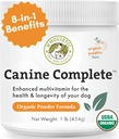 Wholistic Organics Pet Canine Complete - Σκύλος Multivitamin σε σκόνη - 1 Lb - Daily Dog Βιταμίνες και Συμπληρώματα για Σπιτικά Τρόφιμα - ανοσοποιητικό σύστημα, δέρμα, παλτό & Γενική Υγεία - Μικρή και Μεγάλη Φυλή