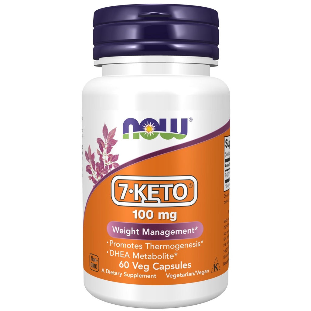 NOW Συμπληρώματα διατροφής, 7-Keto (DHEA Acetate-7-one) 100 mg, Διαχείριση βάρους *, 60 κάψουλες Veg