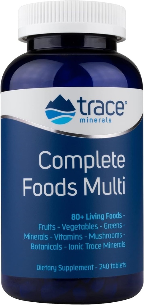 Trace Minerals Complete Foods Multi - Daily Multivitamin Supplement with Whole Foods, Minerals & Vitamins - Υποστηρίζει το σώμα Mineral Health with Ionic Trace Minerals - 240 Tablets
