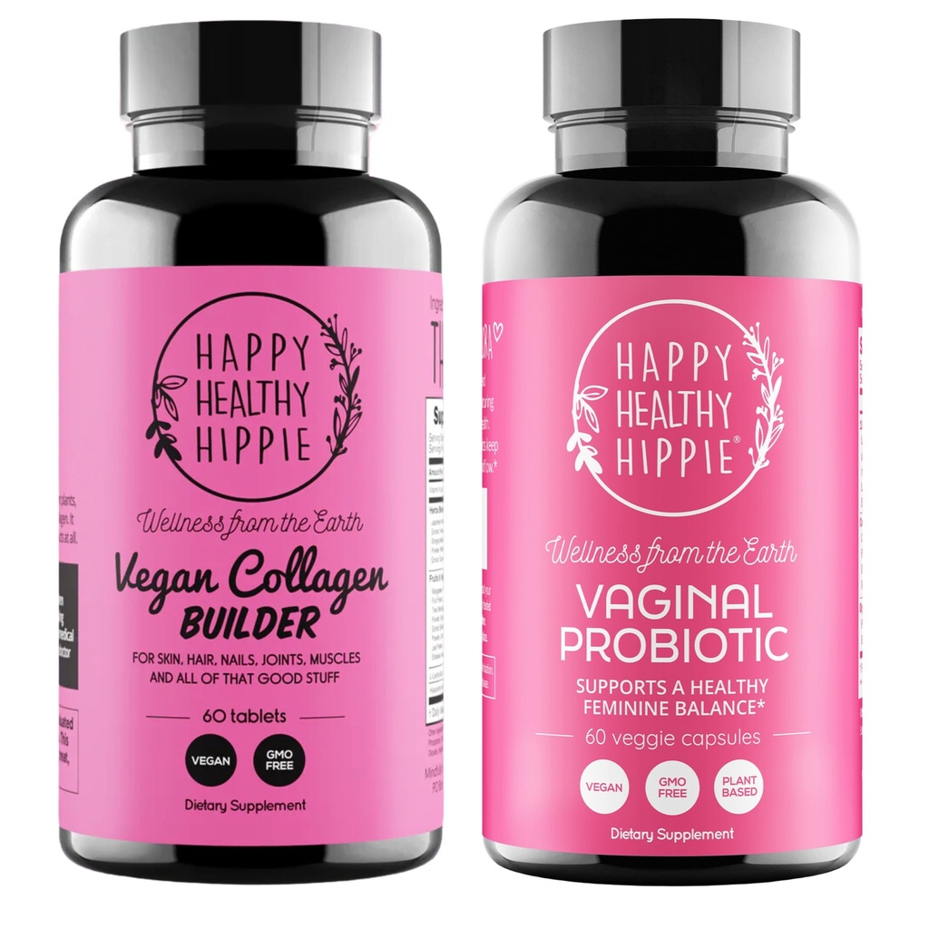 Happy Healthy Hippie Κολπικά Προβιοτικά για γυναίκες & Vegan Collagen Builder Collagen χάπια