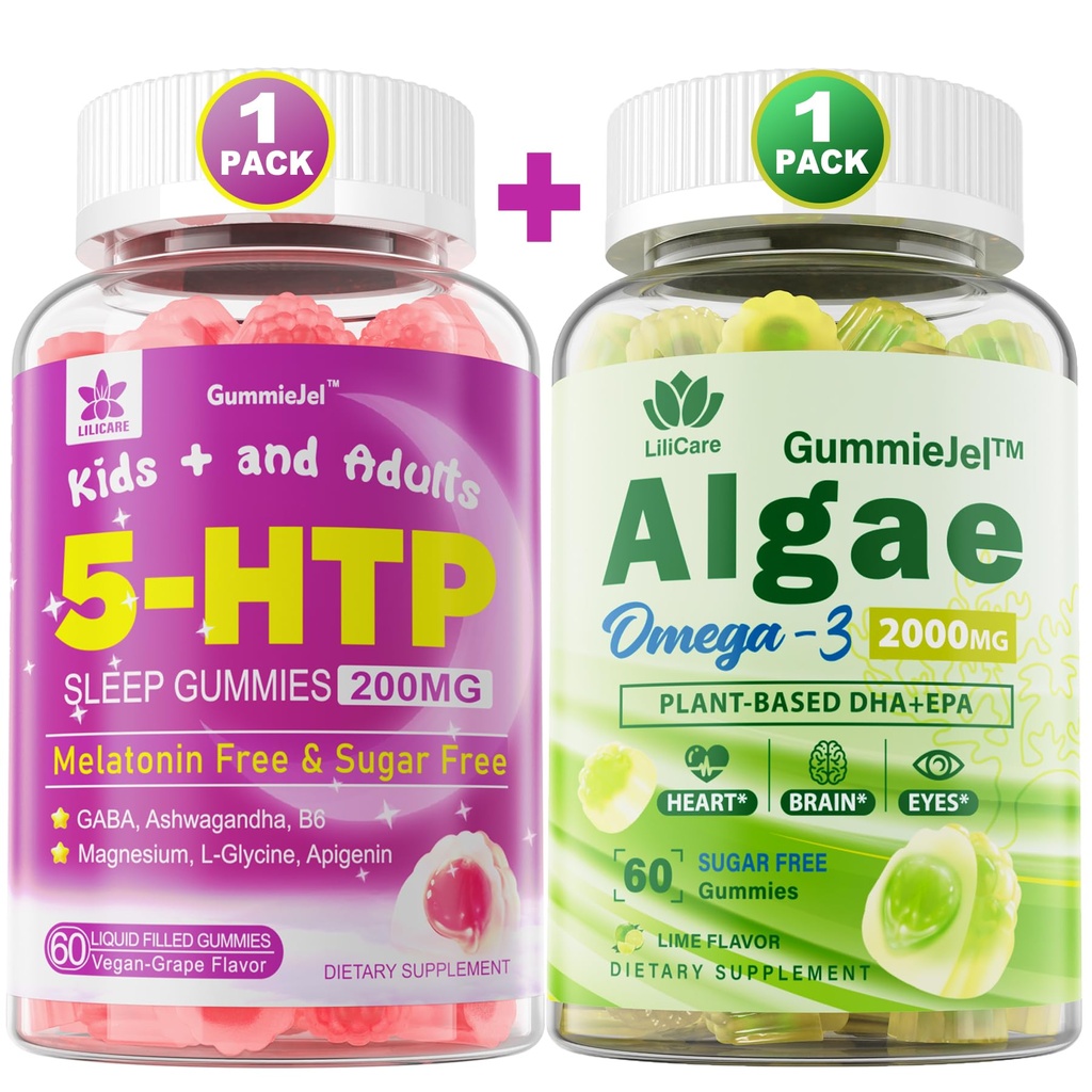 LILICARE Vegan Omega 3 Gummies & 5HTP Gummies