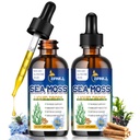 Organic Sea Moss Drops, 11 in 1 Black Seed Oil & Irish Liquid Sea Moss Gel Ashwagandha Burdock Root, Spirulina, Bladderwrack, Elderberry for Digesttion, Immunity, Skin Hair Health, Non-GMO - 4 Fl Oz