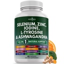Selenium, Zinc, Iodine, L Tyrosine, Ashwagandha - Συμπλήρωμα υποστήριξης για γυναίκες και άνδρες με Bladderwrack, Turmeric, Silica Kelp, Schisandra - 60 Count
