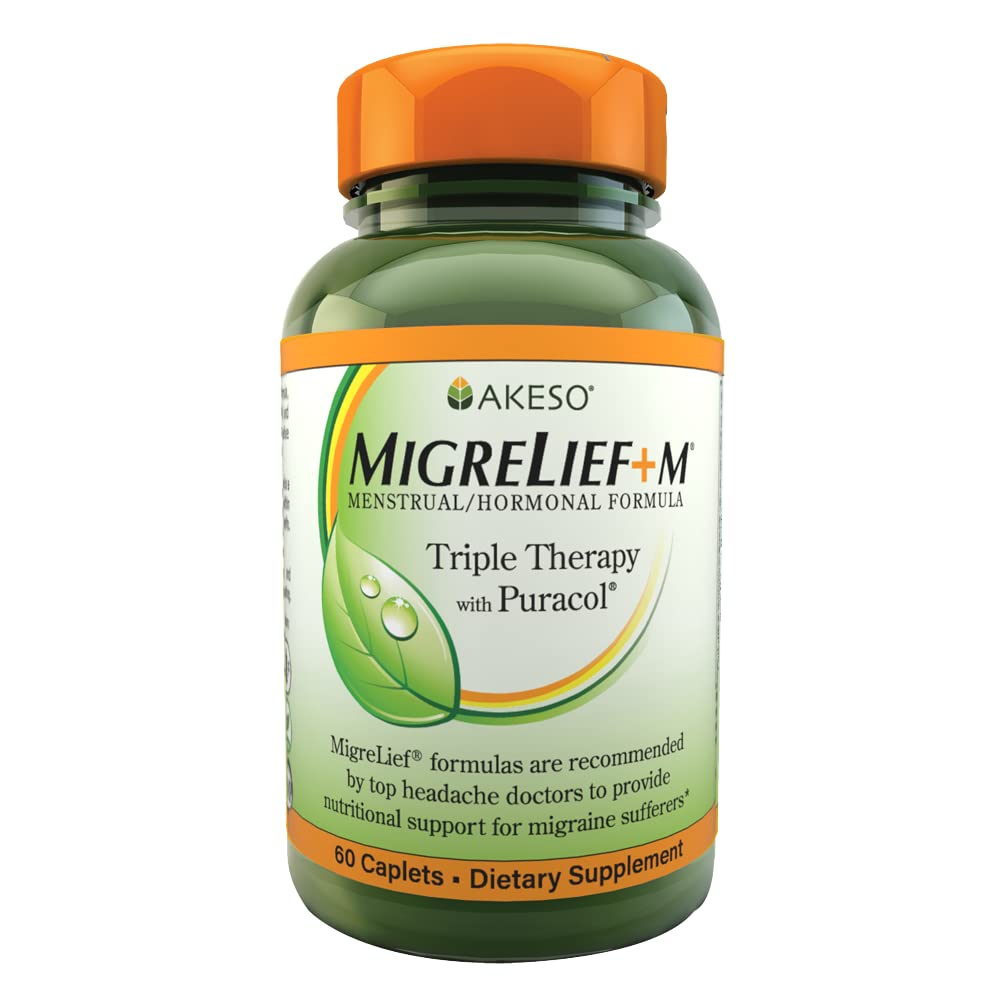 MigreLief+M – Advanced Nutritional Support Supplement for Women’s Neulogical Health and Head Comfort – 60 Caplets (1-Month Supply)
