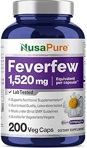 NusaPure Feverfew 1520mg 200 Χορτοφαγικά Καπέλα (Extract 4:1, Μη ΓΤΟ, Χωρίς Γλουτένη)