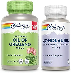 SOLARAY Oil of Oregano Softgels 150 mg και Monolaurin 500 mg - Wellness Bundle - Oregano Oil και Monolaurin Immune Support Supplement from Natural Coconut - Εγγύηση 60 ημερών, 120 Softgels /60 VegCaps