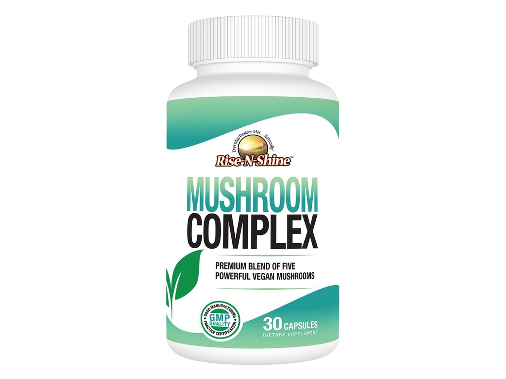 Rise-N-Shine Mushroom Complex Supplement for Clarity & Focus - Immune Support w/Lion’s Mane, Reishi, Mushroom, Chaga, Maitake & Shiitake Mushroom - 30 Day Supply - 30 Κάψουλες