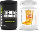 NutraBio Creatine Monohydrate, Unflavored, (500 g) και Clear Whey Protein Isolate, (Mango Mist) συμπλήρωμα Δέσμη – μυϊκή ενέργεια, μέγιστη ανάπτυξη, ανάκτηση, και δύναμη