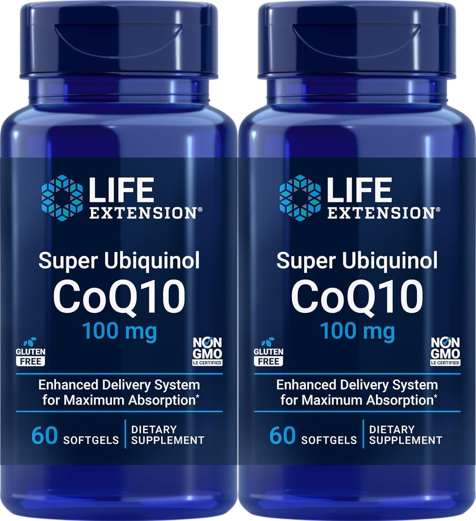 Επέκταση ζωής Super Ubiquinol CoQ10 100 mg, 60 softgels (πακέτο των 2)
