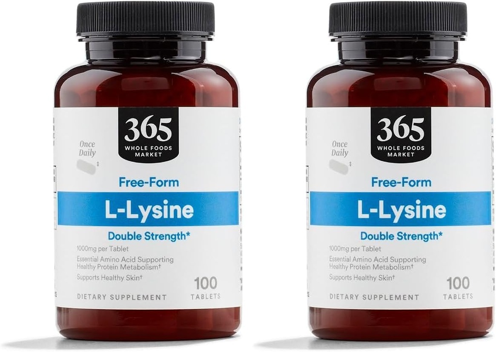 Ολόκληρη αγορά τροφίμων, L-Lysine διπλή δύναμη, 100 ct (πακέτο των 2)