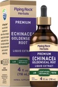 Piping Rock Echinacea Goldenseal Tincture | 4 Fl Oz Liquid Drops | Alcohol Free Herbal Extract | Vegetarian, Non-GMO, Gluten Free Supplement