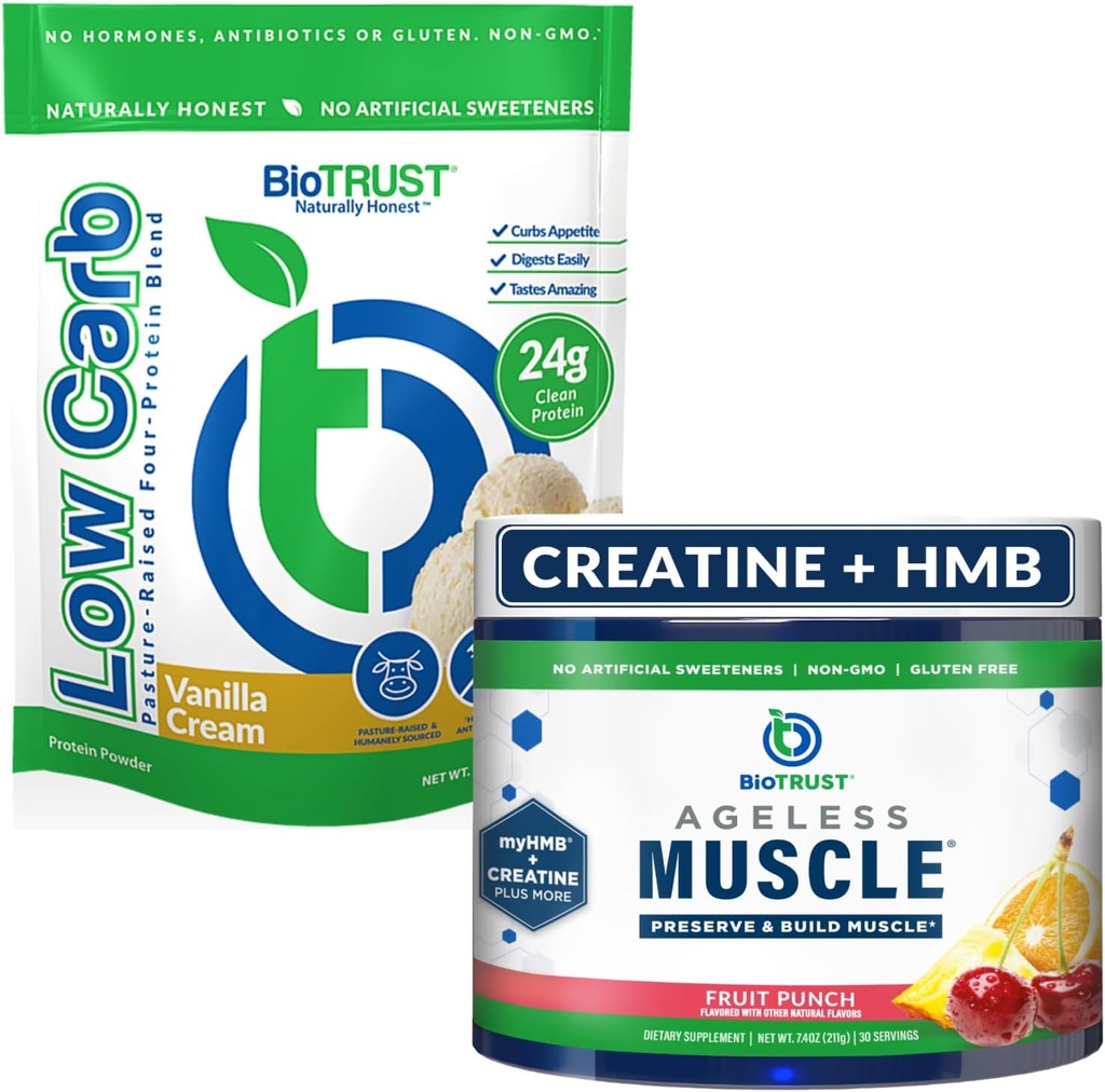 BioTrust Ageless μυών (Fruit Punch) και χαμηλής πρωτεΐνης Carb Multi (Vanilla Cream) Bundle