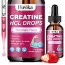 Creatine HCL Υγρές σταγόνες για άνδρες & γυναίκες, Υδροχλωρική κρεατίνη με L-καρνιτίνη, L-Γλουταμίνη, BCAA, Βιταμίνη B12 & B6 για την ανάπτυξη των μυών, την προώθηση της ενέργειας & ανάκτηση-Vegan, τη γεύση φράουλας, 2 Fl Oz