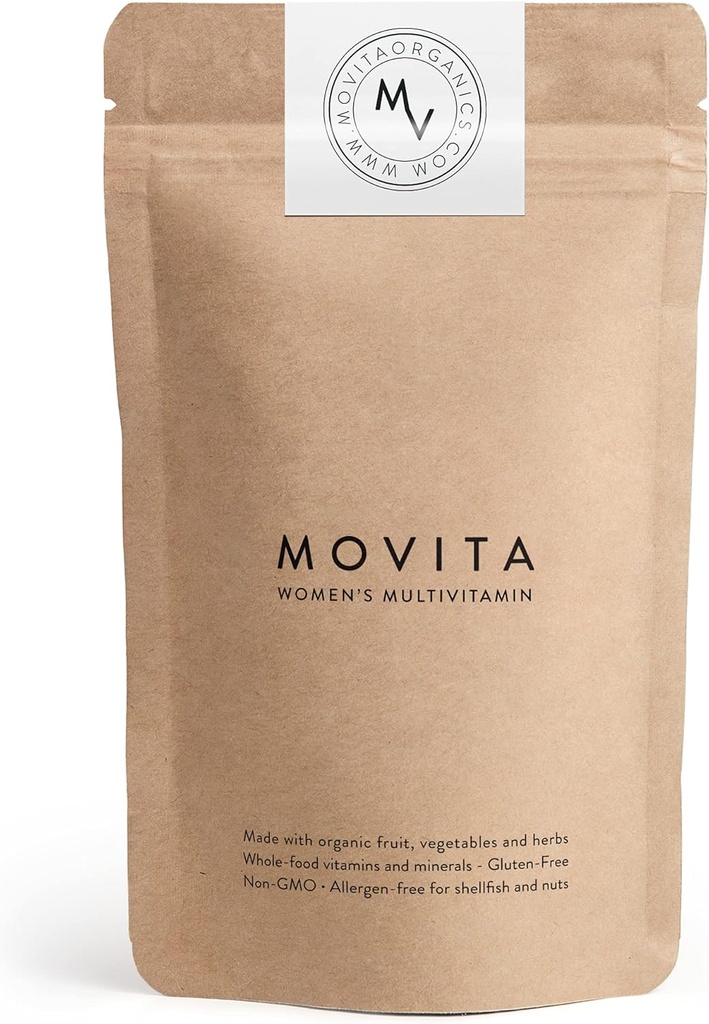Movita Women’s Daily Multivitamin - Βιολογικά Ζυμωμένα Ολόκληρα Τρόφιμα για την Ενισχυμένη Ενέργεια, Ανοσία & Ζωτικότητα - Vegan, Χωρίς Γλουτένη, Μη ΓΤΟ - 30-Ημέρα προσφοράς (Eco-Friendly Refill Pouch)