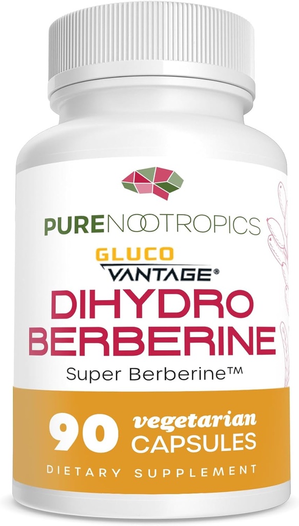 Pure Nootropics - Dihydroberberine Supplement (GlucoVantage) 100 mg, 90 Capsules | Super Berberine