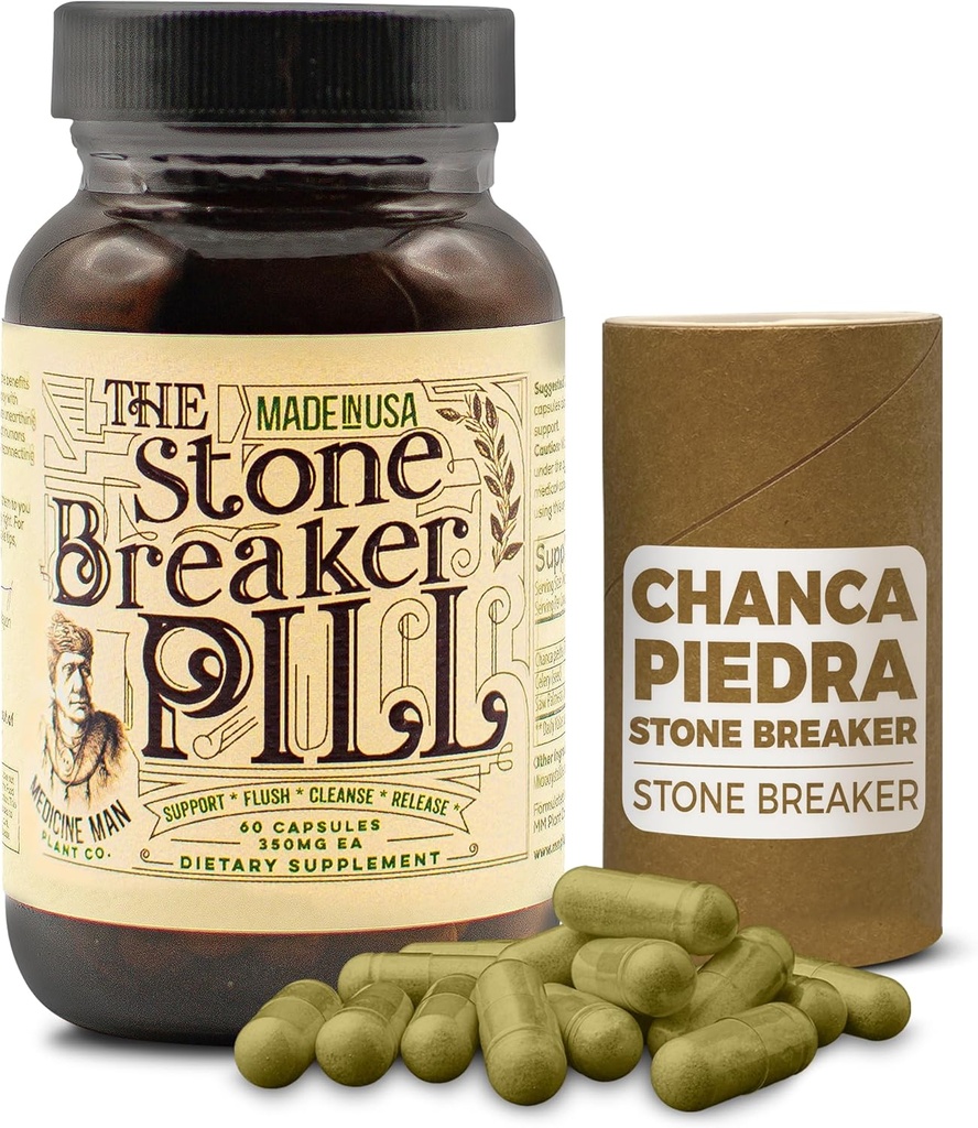 The Stone Breaker Pill 60 Capses - Gallbladder and Kidney Συμπληρώματα με Chanca Piedra, Celery Seeds, και Saw Palmetto - Herbal and Organic Gallbladder and Kidney Stone Breaker for Kidney Stones