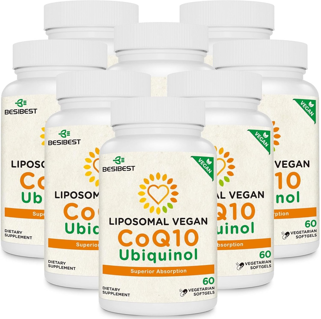 1000mg λιποσωμική CoQ10 Ubiquinol, 480 Vegan Softgels, Υψηλή απορρόφηση Ubiquinol CoQ10 συμπλήρωμα, Ενεργή Αντιοξειδωτική μορφή του συνένζυμου Q10 για λειτουργία καρδιάς & παραγωγή ενέργειας