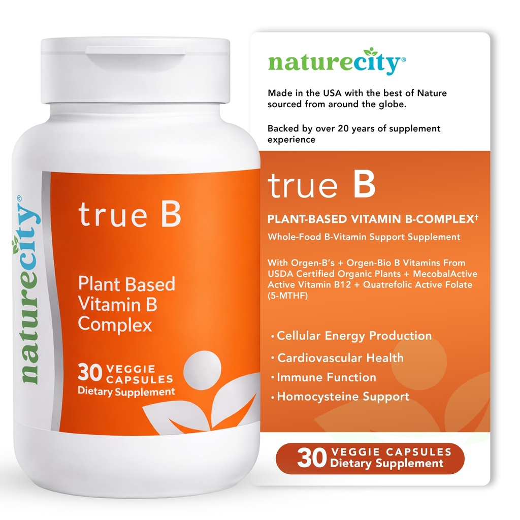 NatureCity True-B Plant Based Super B Vitamin Complex Supplement 