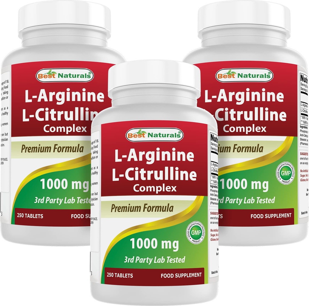 Best Naturals L- Arginine L- Citrulline Complex 1000 mg 250 δισκία (250 Count (Pack of 3))