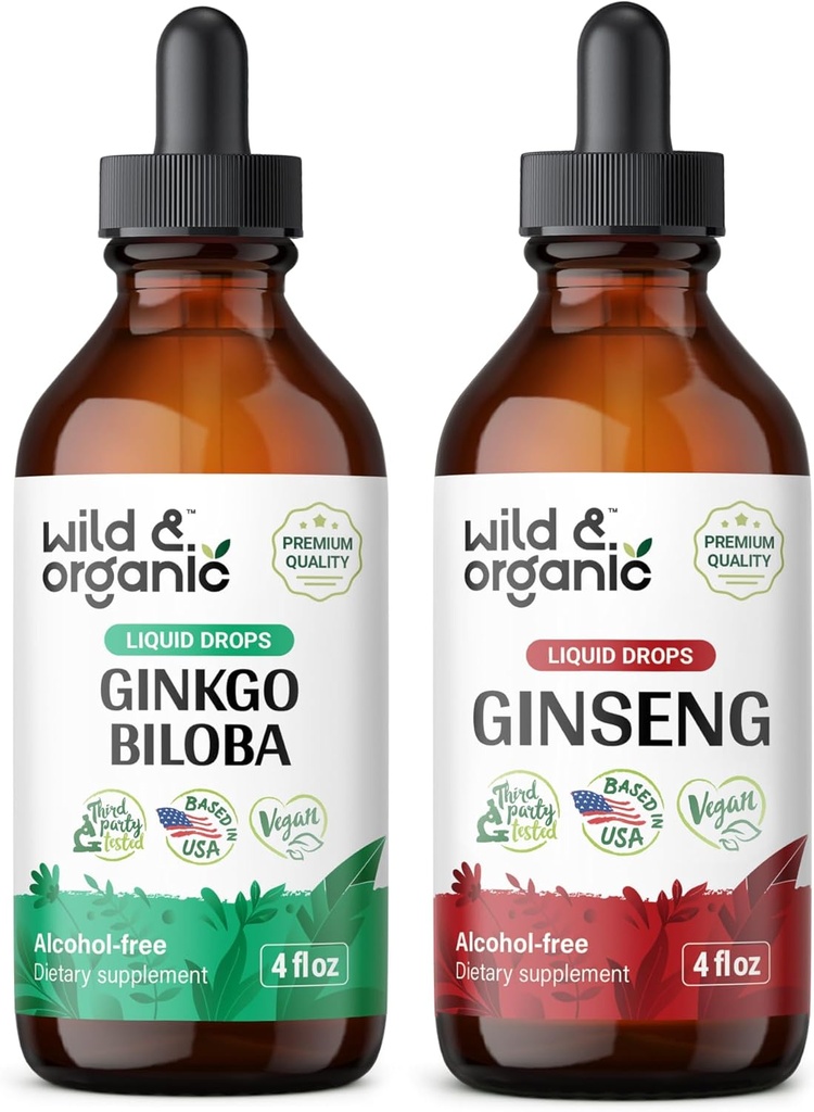 Άγρια & οργανικά Ginkgo Biloba Βάμμα 4 fl oz & Ginseng Βάμμα 4 fl oz