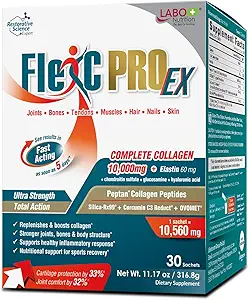 LABO Nutrition FlexC PRO EX, Full Spectrum Collagen, Type I, III, V & X, Peptan Collagen, Eggshell Membrane, Water Soluble Silica & Curcumin C3 Reduct, για μαλλιά, δέρμα, νύχια, αρθρώσεις, οστά, μύες