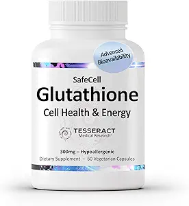 Tesseract Medical Research SafeCell S-Acetyl Glutathione Supplement for Cellular Health Support, Powerful Antioxidant to Help Neutralize Free Radicals, Hypoallergenic, 300mg, 60 Vegetarian Capsules