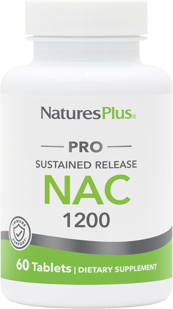 Natures Plus PRO NAC 1200 mg - 60 δισκία - Crucial for Replenishing Glutathionone - Μη ΓΤΟ, Vegan & Gluten Free - 30 σερβιέτες