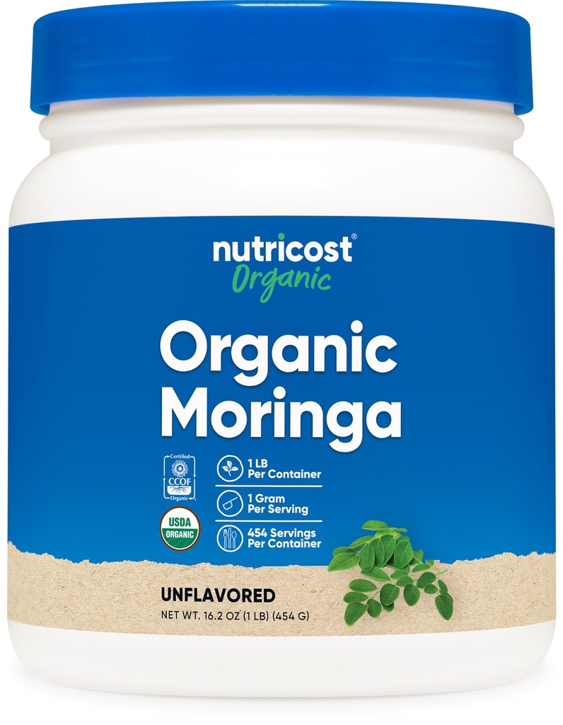 Nutricost Organic Moringa Powder 1LB (16oz) - Χωρίς γλουτένη, μη ΓΤΟ, χορτοφάγος φιλικός