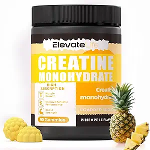 EleviseLife Creatine Monohydrate Gummies 5g για Άνδρες Γυναίκες - συμπλήρωμα μάσημα χωρίς ζάχαρη. 90 Γκάμιες Λεμόνι