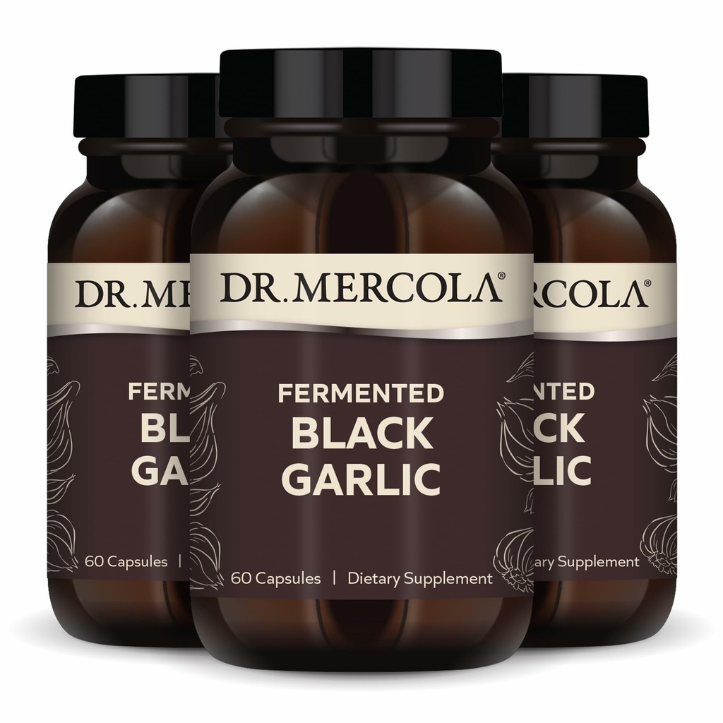 Dr. Mercola Fermented Black Garlic, 90 Servings (180 Capsules), Dietary Supplement, Supports Immune Health, Non-GMO | Supports Immune, Cellular, and Heart Health, with S-Allyl-Cysteine Antioxidant, Non-GMO, Gluten-Free, and Soy-Free