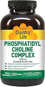 Country Life Phosphatidyl Choline Complex, προάγει την υγιή γνωστική λειτουργία, 1200mg, 200 Softgels