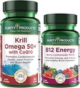 Προϊόντα καθαρότητας Bundle - Krill Omega 50+ με CoQ10 + B-12 Energy Melt - Krill Omega 50+ με CoQ10 (Krill Oil, Fish Oil, CoQ10, Vitamin D) B-12 Berry Melt (Methylcobalamin B12 + B6 + D3 + More)