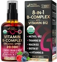 USDA Organic Vitamin B-Complex Liquid Spray 8-in-1 - B5 Pantothenic Acid 