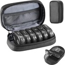 Serfeymi Weekly Travel Pill Organizer 2 φορές A Day AM PM Αναβάθμιση Black Pill Box 7 Ημέρα με Φορητή θήκη Zipper PU Δερμάτινο Χάπια, Medicine Organizer για χάπια, βιταμίνες, ιχθυέλαια - Μαύρο 01