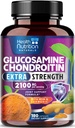 Glucosamine Chondroitin 2100mg - 3X συμπλήρωμα κοινής υποστήριξης δύναμης με MSM, Glucosamine Sulfate, Turmeric, Boswellia, Quercetin για Cartilage, Ευελιξία & Κινητικότητα, Εμφιαλωμένο στις ΗΠΑ, 180 κάψουλες