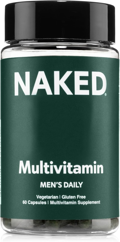 Naked Men’s Multi – Daily Multivitamin for Men – A, C, E, Selenium, Zinc, Fruit and Super Green Extracts and More to Boost Immune Support – Gluten-Free and Vegetarian Daily Vitamins – 60 Capsules