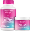 Pink Stork Fertility Συμπληρώματα για τις γυναίκες και Wild Yam Cream για την υποστήριξη της σύλληψης και της ορμονικής ισορροπίας, Ινοσιτόλη, Ashwagandha, Vitex, και Folate - Duo