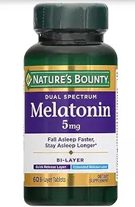 Nature's Bounty Melatonin 5 mg Bi-Layer Tablets 60 ea (Pack of 3)