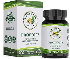 Propolis Health Propolis Κάψουλες 1000mg-Καθημερινή με βιταμίνη Ε ανά δόση - Καθαρό εκχύλισμα πρόπολης Βραζιλίας - Ανοσοποιητικό αναμνηστικό 50 ημέρες προσφοράς -100 κάψουλες