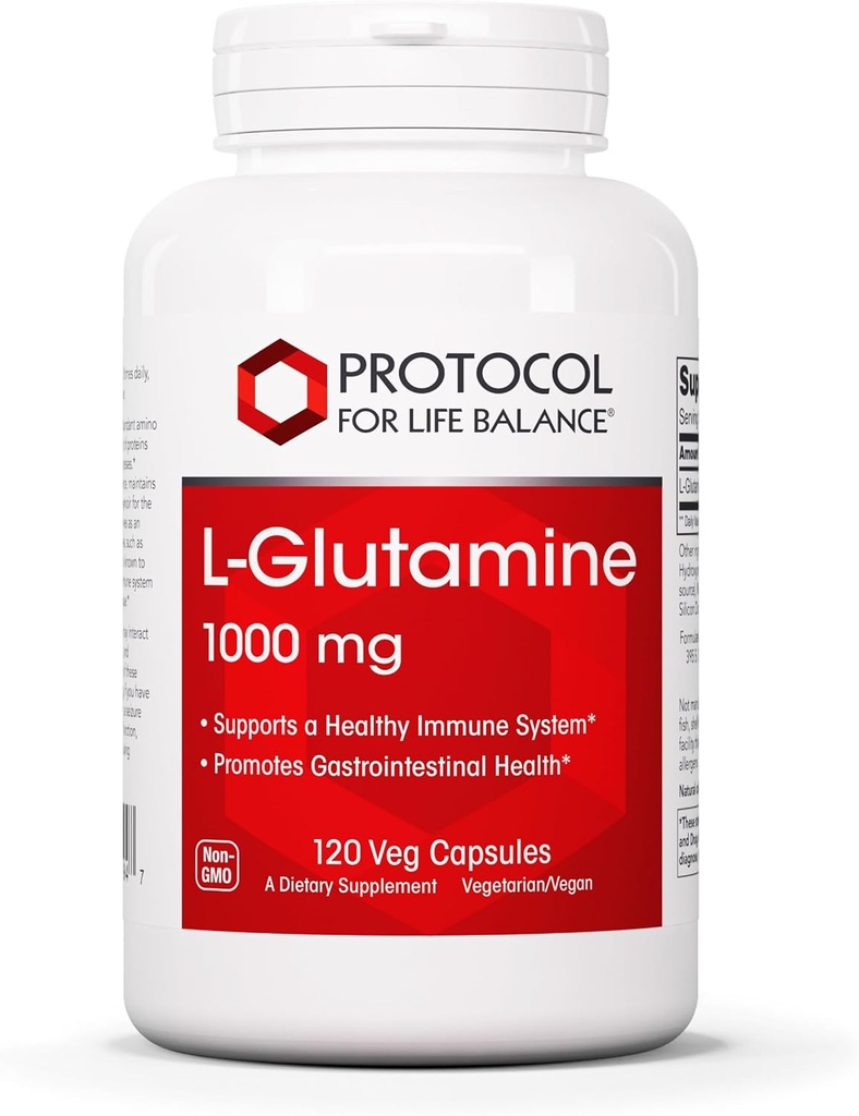 ΠΡΩΤΟΚΟΛΛΟ ΓΙΑ ΤΗΝ ΥΠΟΛΟΙΠΗ ΖΩΗΣ L-Glutamine 1000mg - Amino Acid - Μυϊκός Ιστός, Υγεία των Ούρων Ανοσοποιητική Υγεία - 120 Veg Caps