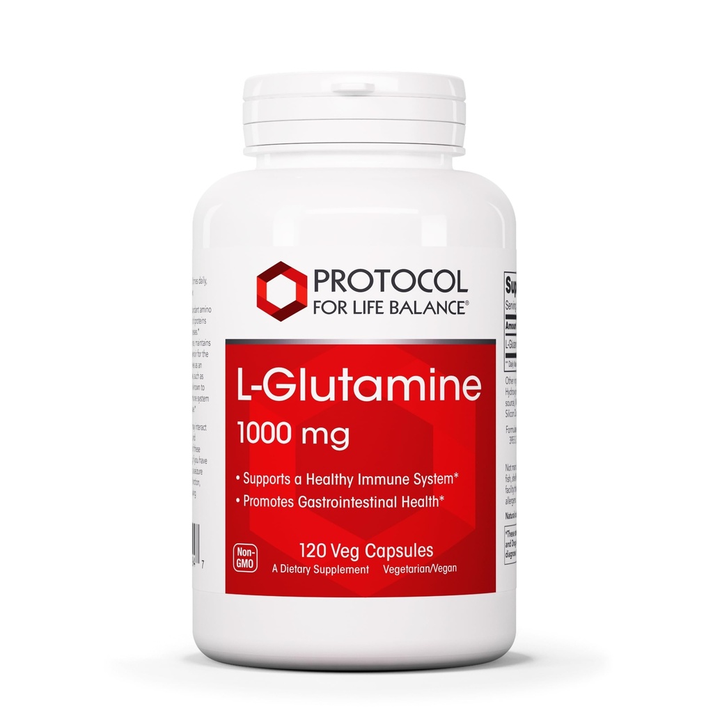 ΠΡΩΤΟΚΟΛΛΟ ΓΙΑ ΤΗΝ ΥΠΟΛΟΙΠΗ ΖΩΗΣ L-Glutamine 1000mg - Amino Acid - Μυϊκός Ιστός, Υγεία των Ούρων Ανοσοποιητική Υγεία - 120 Veg Caps