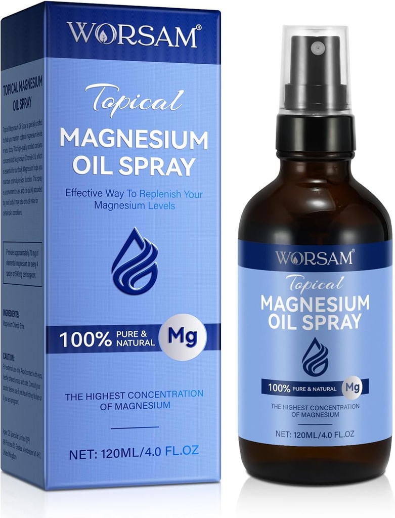 Λάδι μαγνησίου για τα πόδια (4 fl oz), Σπρέι μαγνησίου, 100% καθαρό & οργανικό φυσικό έλαιο χλωρίου μαγνησίου Γυάλινο μπουκάλι, επίκαιρο έλαιο μαγνησίου για τα πόδια, εύκολο στη χρήση 120ml