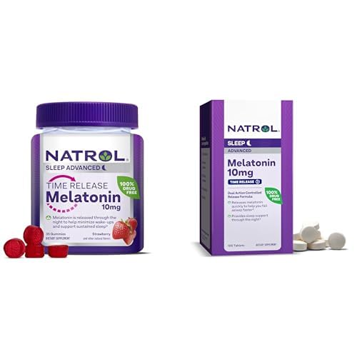 Bundle of Natrol Time Release Melatonin 10 mg 100 Tablets, Συμπλήρωμα Διατροφής για τον Ξεκούραστο Ύπνο, & Natrol Time Release Melatoning 3mg Gummies, 35 Flavored Μελατονίνη Gummies, 35 Day Supply