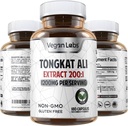 Vegan Labs Tongkat Ali 200:1 Extract, 1200MG ανά υπηρεσία- 180 κάψουλες Vegan- Υποστηρίζει την ενέργεια και Stamina-χωρίς γλουτένη, συμπλήρωμα ποιότητας χωρίς GMO Premium