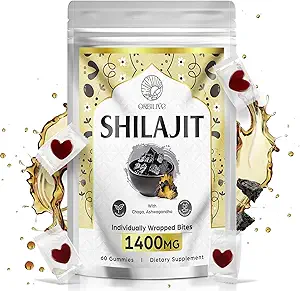 1400 MG Shilajit Gummies, Shilajit Καθαρό Ιμαλαΐων Βιολογικό Gummies με Ashwagandha, Ιμαλαΐων shilajit για άνδρες, 85+ Ίχνη Ορυκτά & Φουλβικό Οξύ, μεμονωμένα τυλιγμένα, Χωρίς ζάχαρη, 60 κόμητες