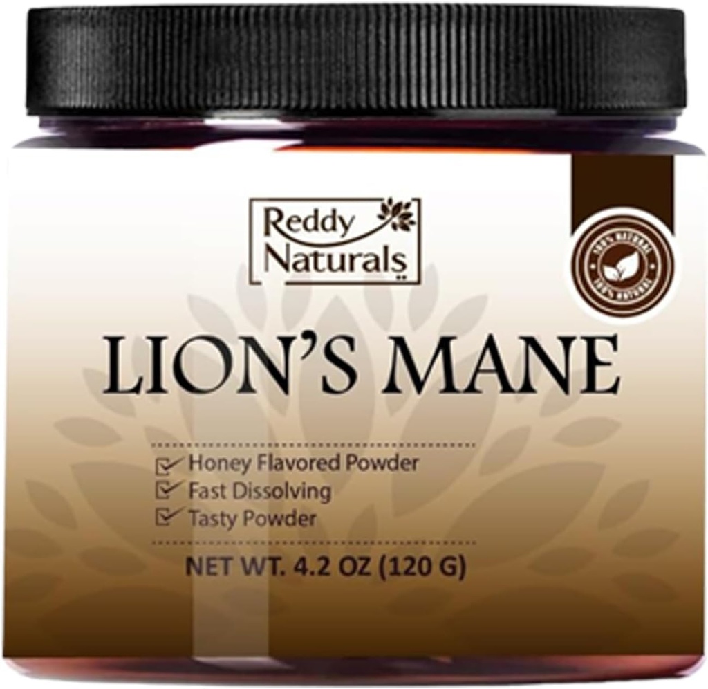 Reddy Naturals Aryana Lion’s Mane Powder - Fast-Dissolving with Beta Glucan & Acacia Gum - Supports Cognitive Function & Immune Health - Sugar-Free Orange Flavor - 30 Servings