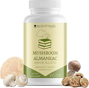 Mushroom Almaneac Nootropics Συμπλήρωμα υποστήριξης εγκεφάλου, ενισχύει την ενέργεια, εστίαση, ανοσοποιητική υποστήριξη - με Lions Mane, Cordyceps, Turkey Tail, Shiitake Μανιτάρια - 60 κάψουλες