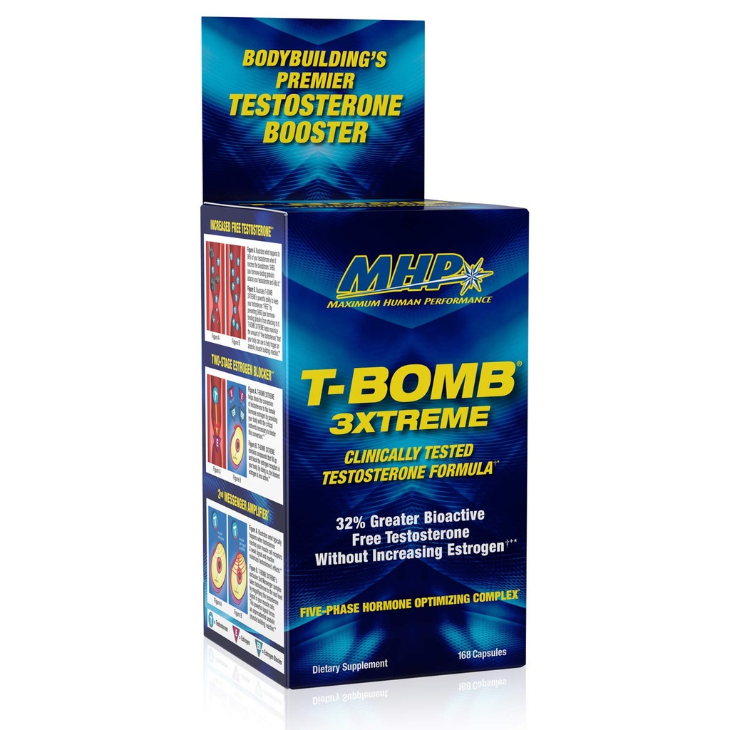 MHP T-Bomb 3xtreme Clinically Tested, Testosterone Booster για τους άνδρες, Αύξηση Libido, 168 Count