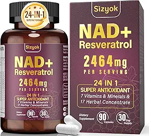 Συμπλήρωμα NAD, Liposomal NAD+ Συμπλήρωμα με ρεσβερατρόλη, συμπλήρωμα ρεσβερατρόλης NAD - Boost NAD+ για την άμυνα γήρανσης, ενέργεια, εστίαση - κάψουλες Ultra Antioxidant,132